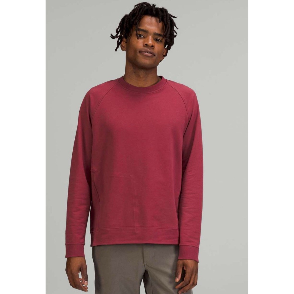 Men's Lululemon City Sweat Crew Mulled Wine Small French Terry Classic Fit